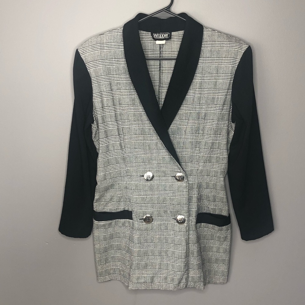 Vintage Double Breasted Plaid Blazer Dress